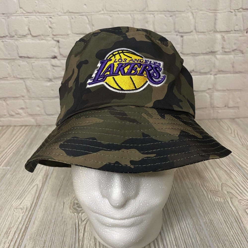 NBA Ultra Game LA Los Angeles Lakers Logo Bucket Hat Camo One Size NWT